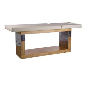 Pat masaj OCCI Weelko, 2 secțiuni, lemn natural, reglare înălțime