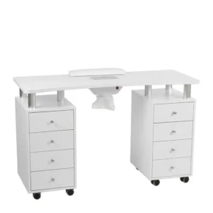 Маникюрный стол из белого дерева с встроенным пылесосом