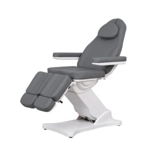 Подологическое кресло с тремя моторами Weelko Serenity, обивка из серого PU, с откидными подлокотниками и подставкой для ног