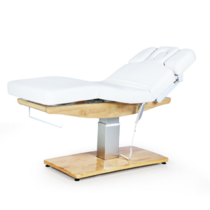 Pat spa electric cu 3 motoare Weelko Condra Smart, tapițerie PU alb, bază din lemn natural masiv / Электрическая спа-кровать с 3 моторами Weelko Condra Smart, белая обивка PU, основание из массива натурального дерева