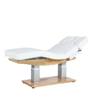 Pat SPA electric Weelko TROCH SMART (4 motoare, încălzire integrată, PU alb, bază din lemn natural)