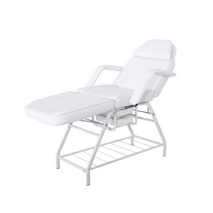 Fotoliu cosmetologic mecanic Weelko Domix alb, cu 3 secțiuni și cotiere detașabile / Механическое косметологическое кресло Weelko Domix белое, 3 секции и съёмные подлокотники