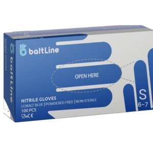 Коробка baltLine нитриловые перчатки размер S cobalt blue 100 шт, вид спереди
