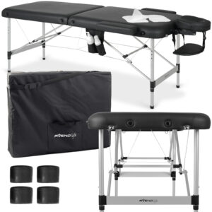 Pat de masaj portabil din aluminiu Habys Nadia 60 Comfy Base negru, cu accesorii și geantă de transport / Переносной алюминиевый массажный стол Habys Nadia 60 Comfy Base чёрный, с аксессуарами и сумкой