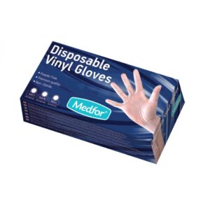 Mănuși de vinil nepudrate Medfor transparente, cutie de 100 buc, mărimea L
